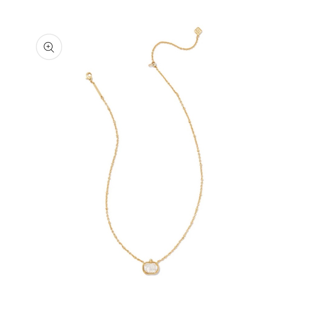 Kendra Scott Pumpkin Gold Short Pendant Necklace in Ivory Mother of Pearl - Picture 2 of 6